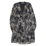 MINT VELVET Womens Day Dress Grey Crazy Pattern Long Sleeve Knee Length UK 10