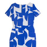 PHASE EIGHT Womens Bodycon Dress Blue Geometric Short Sleeve Midi UK 10
