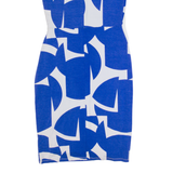 PHASE EIGHT Womens Bodycon Dress Blue Geometric Short Sleeve Midi UK 10