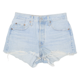 LEVI'S Cut Off Distressed 501 Womens Denim Shorts Blue XS W28