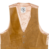 GUSTO Mens Blazer Waistcoat Brown Leather Suede L