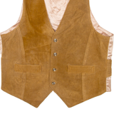 GUSTO Mens Blazer Waistcoat Brown Leather Suede L
