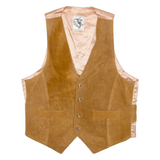 GUSTO Mens Blazer Waistcoat Brown Leather Suede L