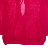 DKNY Womens Oversized Top Pink V-Neck Long Sleeve XS