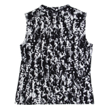 CALVIN KLEIN Womens Printed Top Black Sleeveless Crazy Pattern M