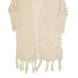 HOLLISTER Cardigan Womens Kimono Top Cream 3/4 Sleeve S