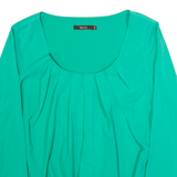 REISS Bubble Hem Womens Blouse Green Long Sleeve UK 8