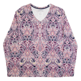 CROFT & BARROW Womens Printed Top Purple V-Neck Long Sleeve Paisley L
