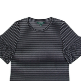 LAUREN RALPH LAUREN Womens Printed Top Black Striped XS