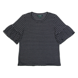 LAUREN RALPH LAUREN Womens Printed Top Black Striped XS