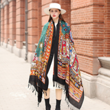 Anyyou 100% Pure Merino Wool Multicolor Poncho for Women Winter Large Scarf Pashmina Shawl Bandana Neck Wrap
