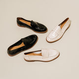 Mocassins Thelma Vernis Plisse Ecru