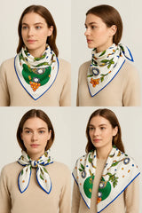 Anyyou Fashion Premium Satin Square Scarf -Green Silk-Feel Neckwrap for Women