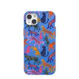 Electric Blue Jungle Cat iPhone 15 Plus Case