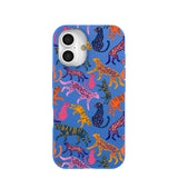 Electric Blue Jungle Cat iPhone 16 Case