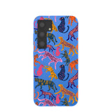 Electric Blue Jungle Cat Samsung Galaxy S24 Case