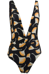 Jacky Deep Plunge One Piece Swimsuit - Ginkgo Black