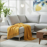Anycozy Yellow Faux Cashmere Throw Blanket – Diamond Knit Sofa Cover & Home Decor Accent