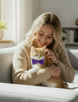 Anypet Stylish Violet Bow Cat Collar – Small Size with Safety Buckle, Bell & Durable Strap