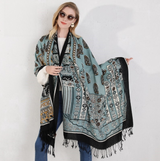 Anyyou 100% Pure Merino Wool Gray Poncho for Women Winter Large Scarf Pashmina Shawl Bandana Neck Wrap