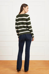 Stripe Sloane Crewneck in Forest Green