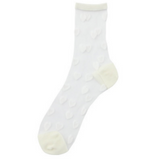 Anyfootwear 5 Pairs White Heart Tulle Glass Silk Knee Socks Size 5-9 Transparent Thin Mesh Full Nylon Fashion Socks Comfortable Breathable for Women