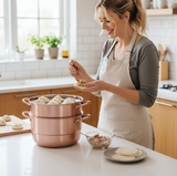 Anygleam Food Steamer Rose Gold Three Layer Thick Stainless Steel Universal Cooking for Induction Cooker Gas Stove Steam Pot