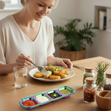 Anygleam Pink Rainbow Stainless Steel 4-Grid Sauce Dish – Seasoning & Dipping Plates for Kitchenware