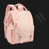 Anymom Mommy Diaper Bag Pink Backpack 2Pcs Stroller Hook with Internal USB Charging Port