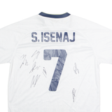 FOURTEEN 2021 Kosovo Away #7 S. Isenaj SIGNED Mens Football Shirt Jersey White 2XL