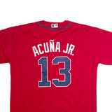 NIKE Atlanta Braves Home #13 Acuna Jr Mens Jersey Red USA V-Neck 2XL