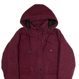 RIDGE CUT Womens Parka Coat Maroon Canvas Hooded M