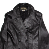 ROISIN DESIGNS Womens Trench Jacket Black Leather UK 14
