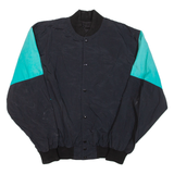 IDENTITY INC Mens Bomber Jacket Black Nylon 90s Colourblock XL