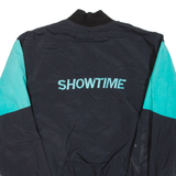 IDENTITY INC Mens Bomber Jacket Black Nylon 90s Colourblock XL