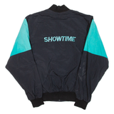 IDENTITY INC Mens Bomber Jacket Black Nylon 90s Colourblock XL