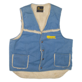WEATHERCASTER Sherpa Lined Denim Mens Workwear Gilet Blue L