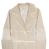 STONEFIELD Womens Overcoat Coat Beige Leather L