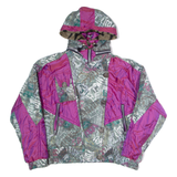 KITEX Womens Puffer Coat Purple 90s Crazy Pattern UK 18