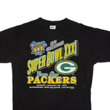 COTTON WISE Green Bay Packers 1997 Super Bowl Mens T-Shirt Black 90s USA L