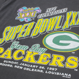 COTTON WISE Green Bay Packers 1997 Super Bowl Mens T-Shirt Black 90s USA L