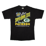 COTTON WISE Green Bay Packers 1997 Super Bowl Mens T-Shirt Black 90s USA L