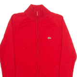 LACOSTE Womens Jumper Red High Neck Tight Knit UK 10