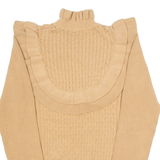 VICOLO Womens Jumper Brown High Neck Cable Knit Viscose S