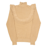 VICOLO Womens Jumper Brown High Neck Cable Knit Viscose S