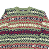 GAP Mens Patterned Jumper Green Crazy Pattern Chunky Knit M