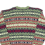GAP Mens Patterned Jumper Green Crazy Pattern Chunky Knit M