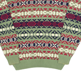 GAP Mens Patterned Jumper Green Crazy Pattern Chunky Knit M