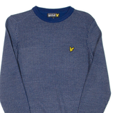 LYLE & SCOTT Mens Patterned Jumper Blue Houndstooth Tight Knit Wool M
