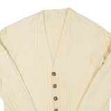 Womens Cardigan Cream V-Neck Cable Knit M